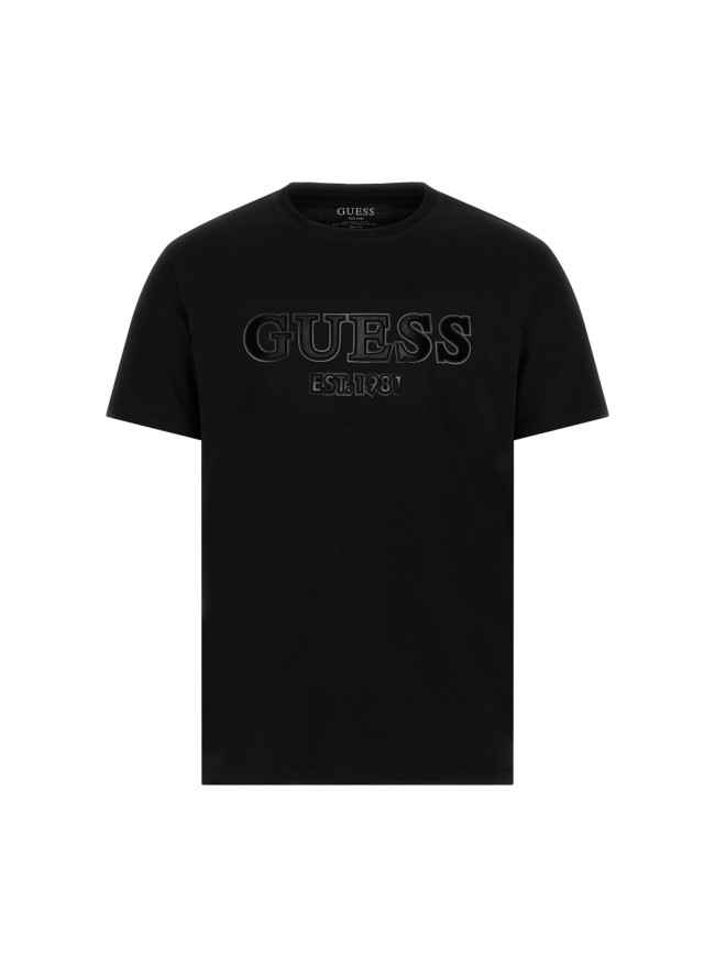 CAMISETA NEGRA GUESS LOGO ATERCIOPELADO